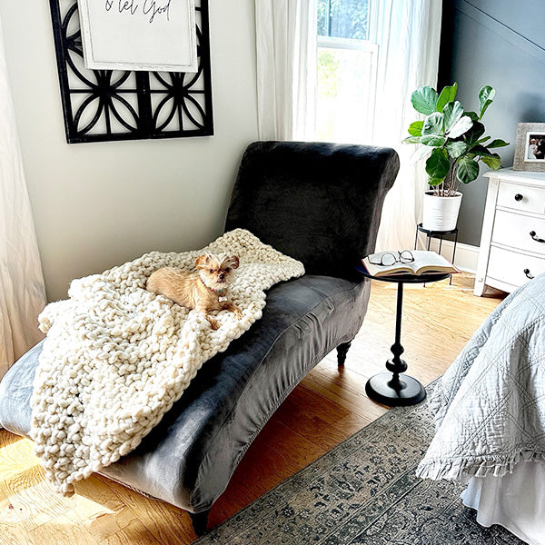 Soft Chunky Knitted Cream Throw Blanket (Online Exclusive)