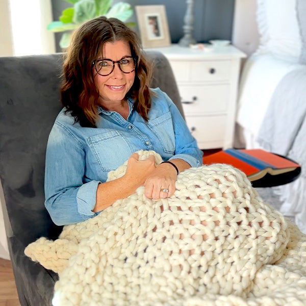 Soft Chunky Knitted Cream Throw Blanket (Online Exclusive)