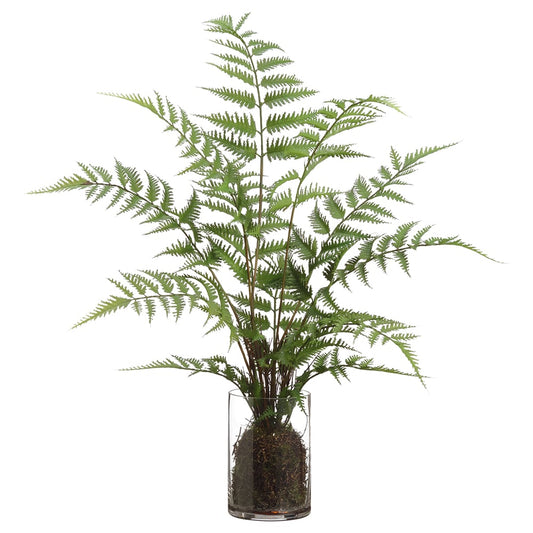 Artificial Forest Fern Plant w/Glass Vase