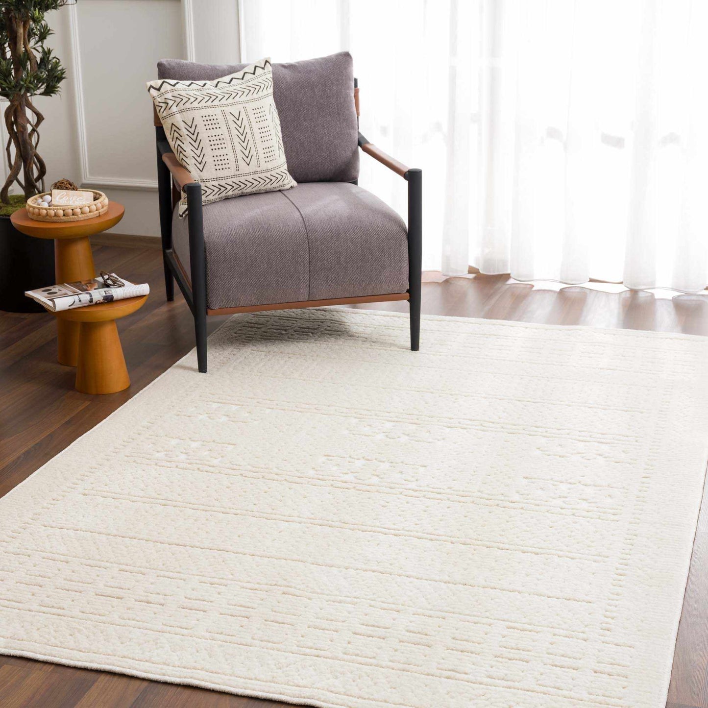 Bahar Cream Washable Area Rug  (online exclusive