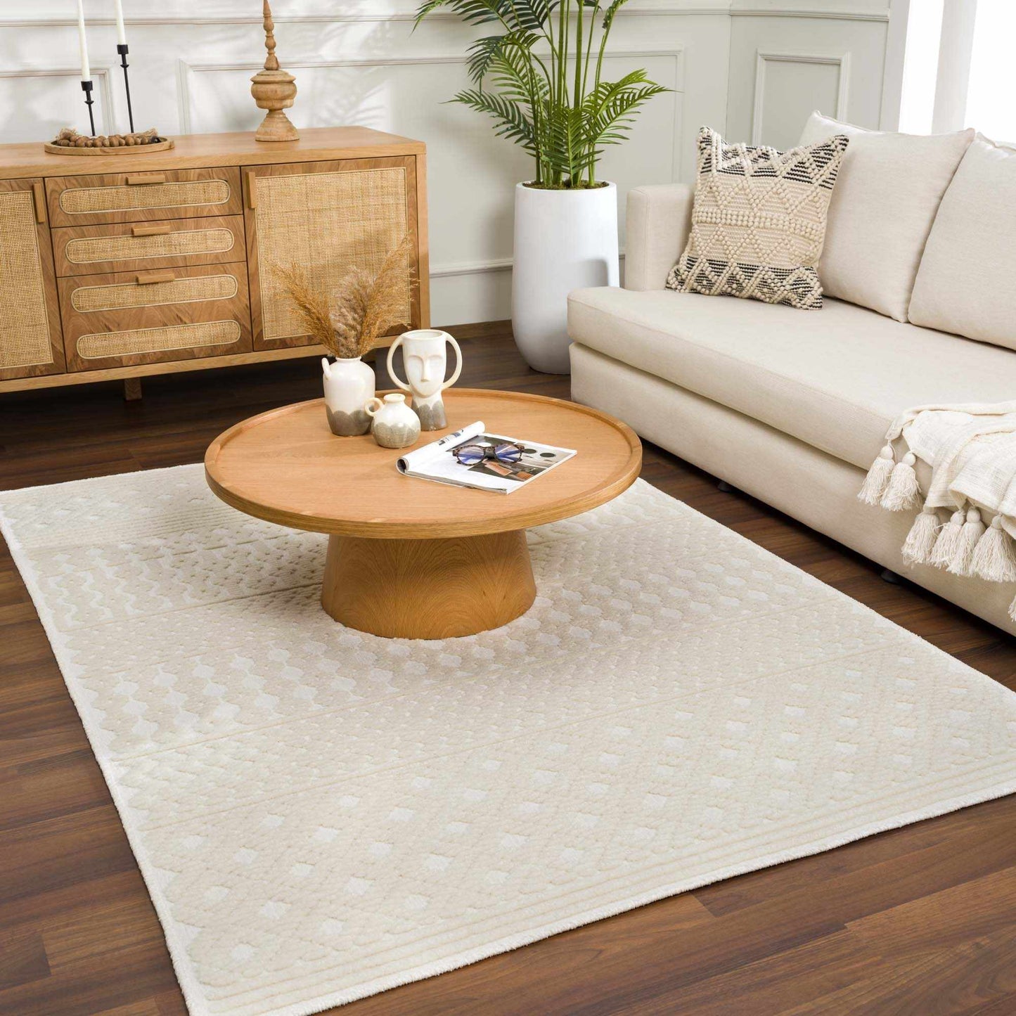 Drago White Washable Area Rug  (online exclusive