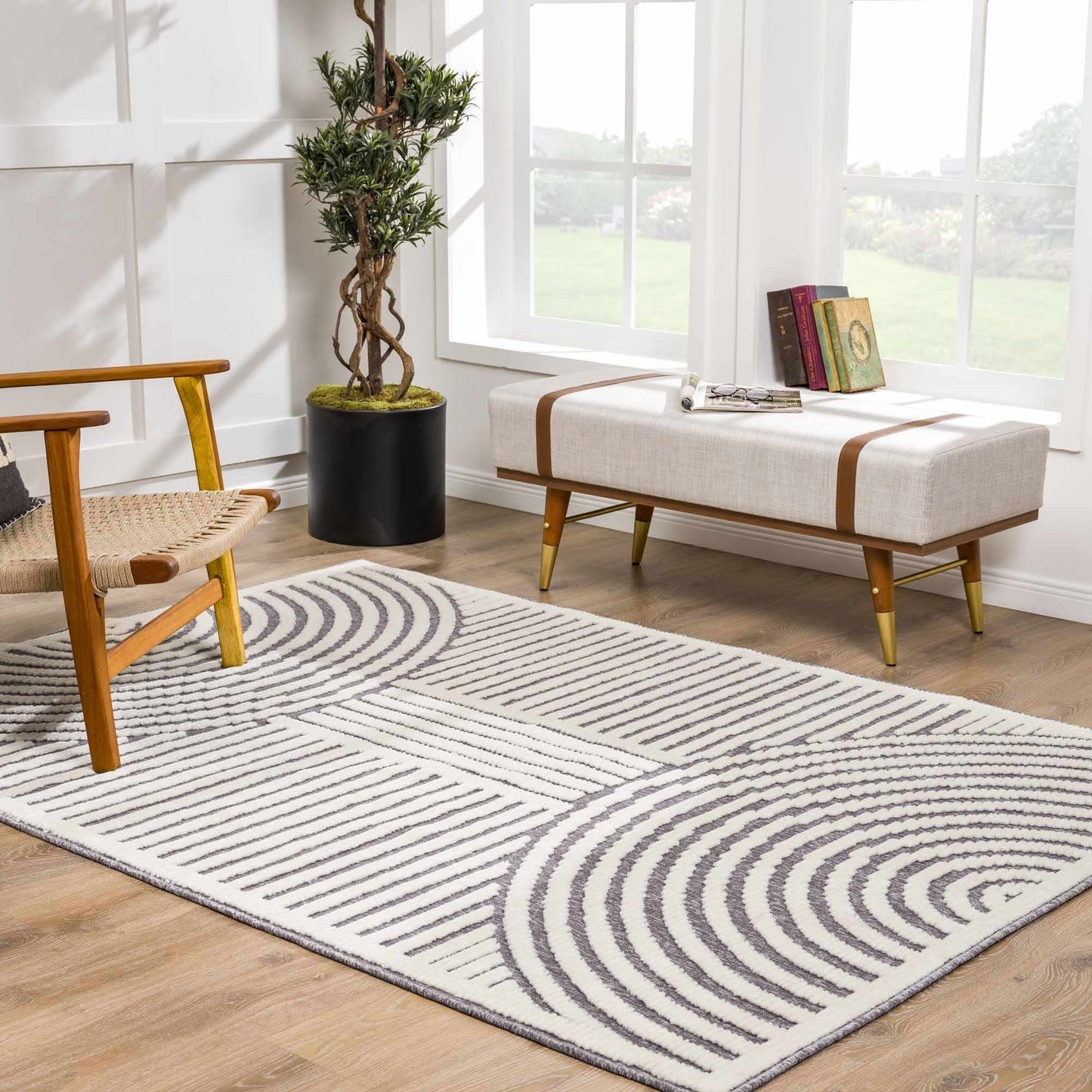 Deron Gray Rainbow Washable Rug  (online exclusive