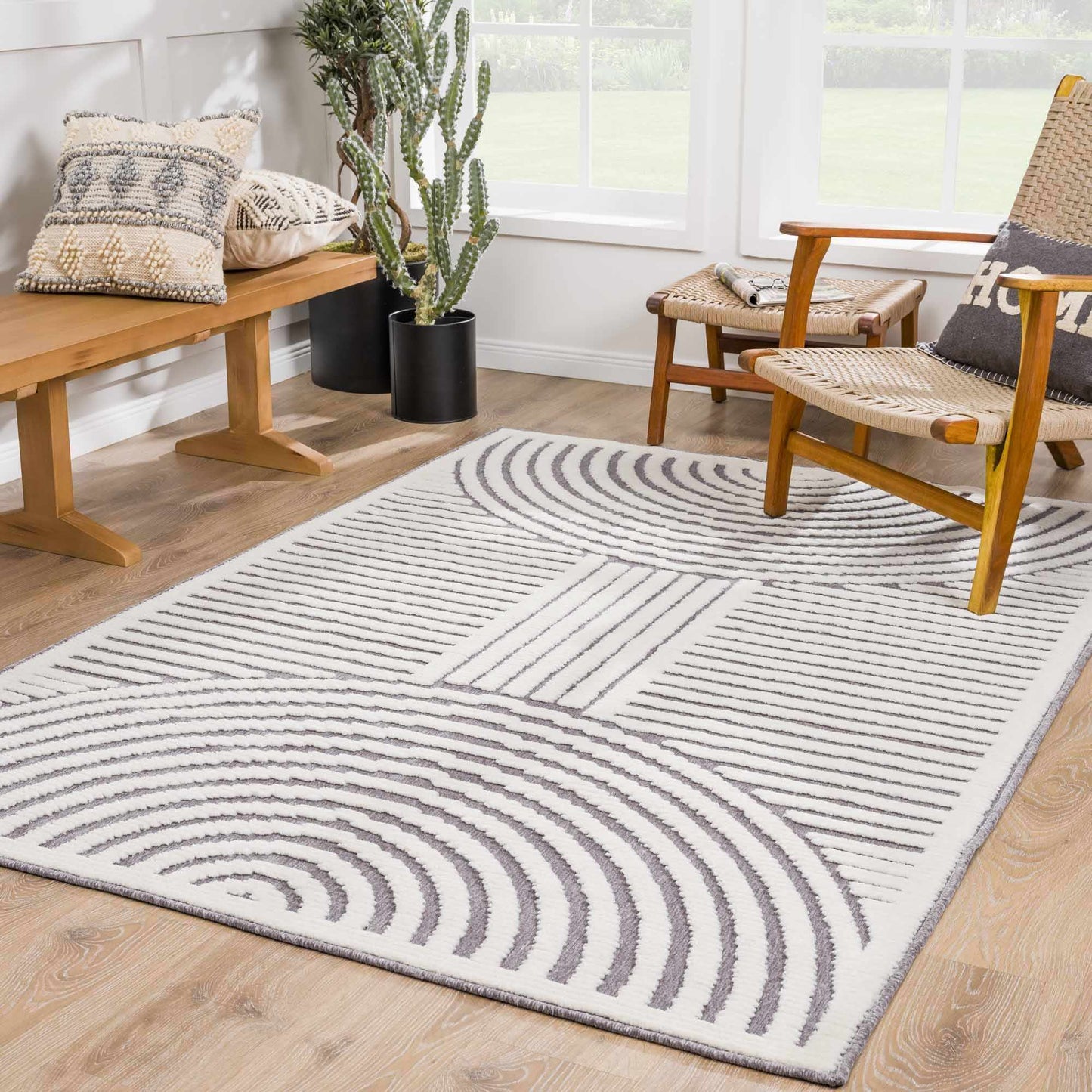Deron Gray Rainbow Washable Rug  (online exclusive