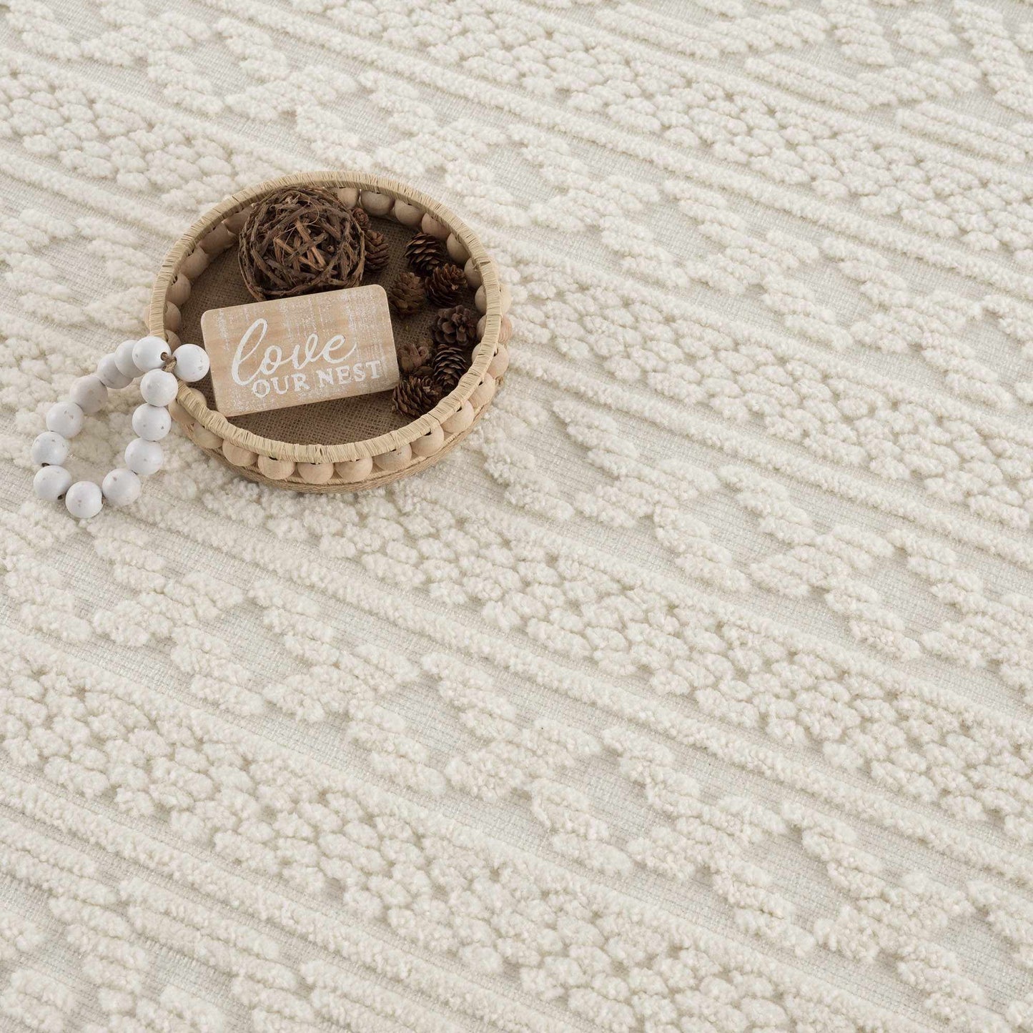 Fadey White 3D Washable Rug  (online exclusive