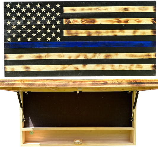 Large Blue Line American Flag (Online Exclusive) Hidden Gun Storage Cabinet (Blue Line)