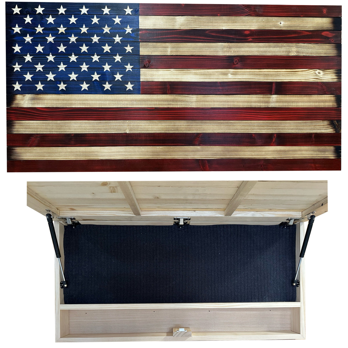 Large Red and Blue American Flag Hidden Gun Storage Cabinet (Online Exclusive)