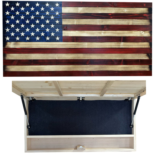 Large Red and Blue American Flag Hidden Gun Storage Cabinet (Online Exclusive)