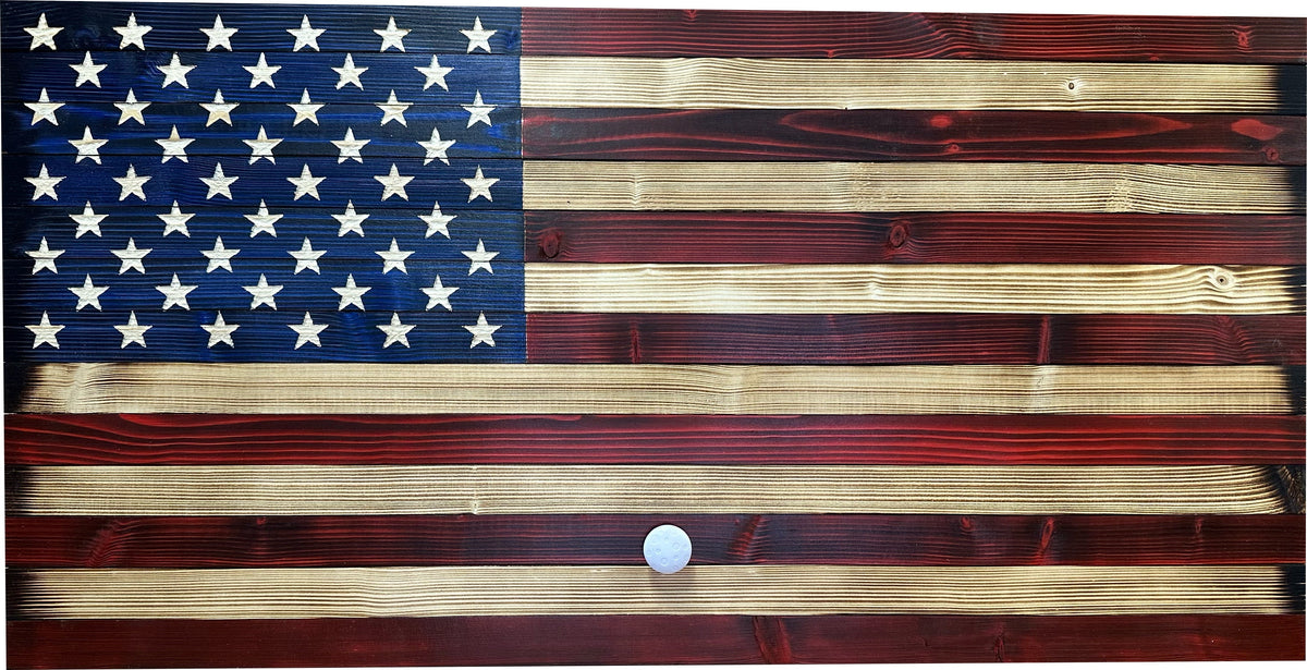 Large Red and Blue American Flag Hidden Gun Storage Cabinet (Online Exclusive)