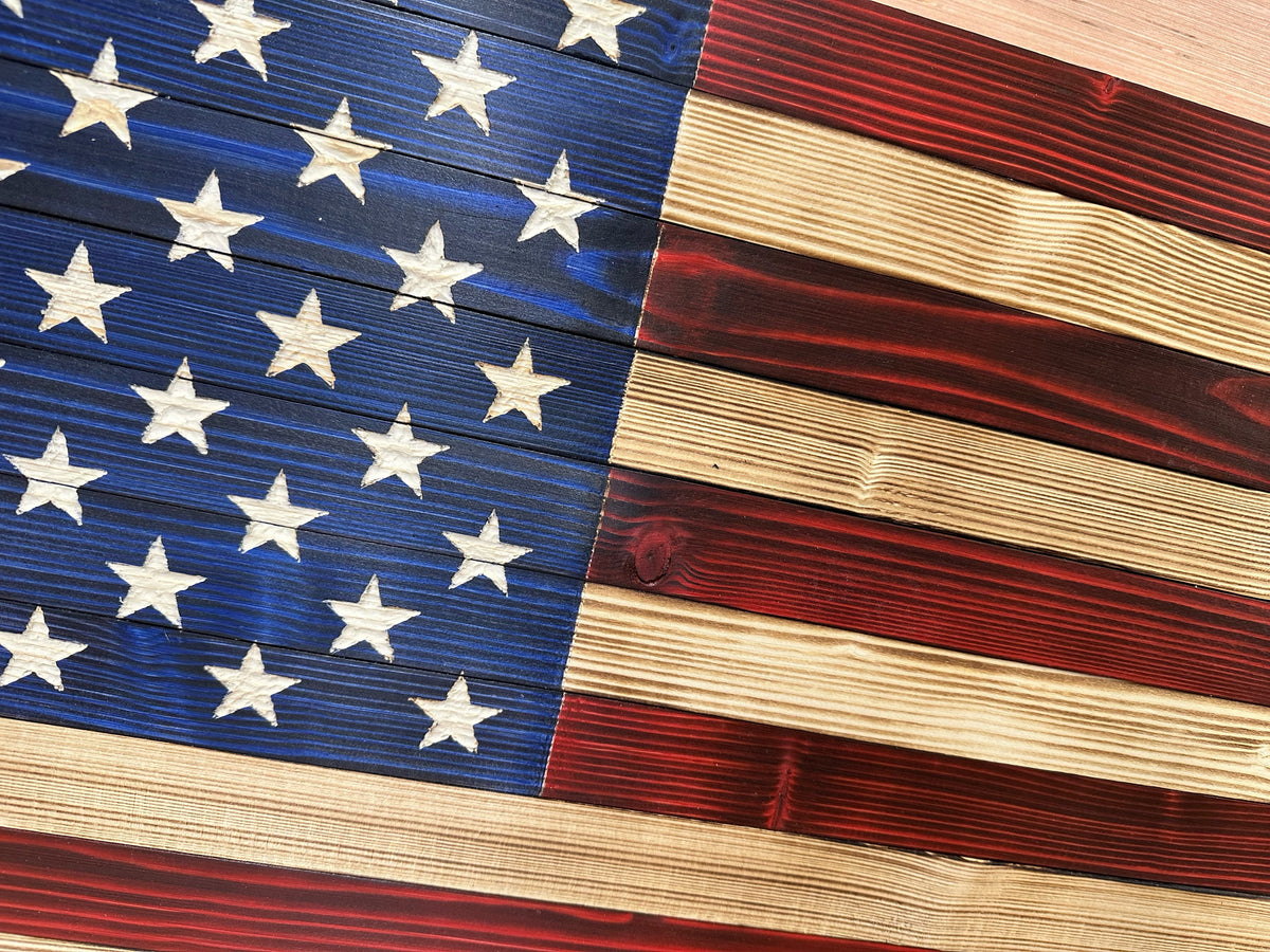 Large Red and Blue American Flag Hidden Gun Storage Cabinet (Online Exclusive)