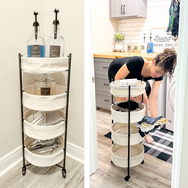 Foldable 4 Tiered Rolling Laundry Cart (Online Exclusive)