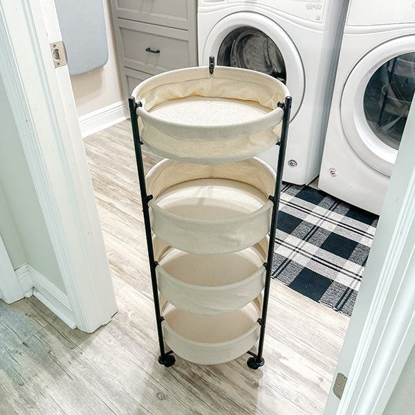 Foldable 4 Tiered Rolling Laundry Cart (Online Exclusive)