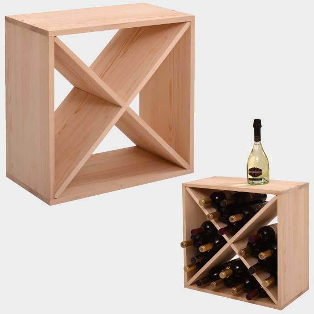 24 Bottle Solid Wood Stackable Modular Wine Rack  (Online Exclusive)