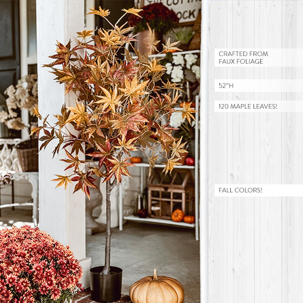 52 Inch Potted Foliage Maple Leaf Faux Tree (Online Exclusive)