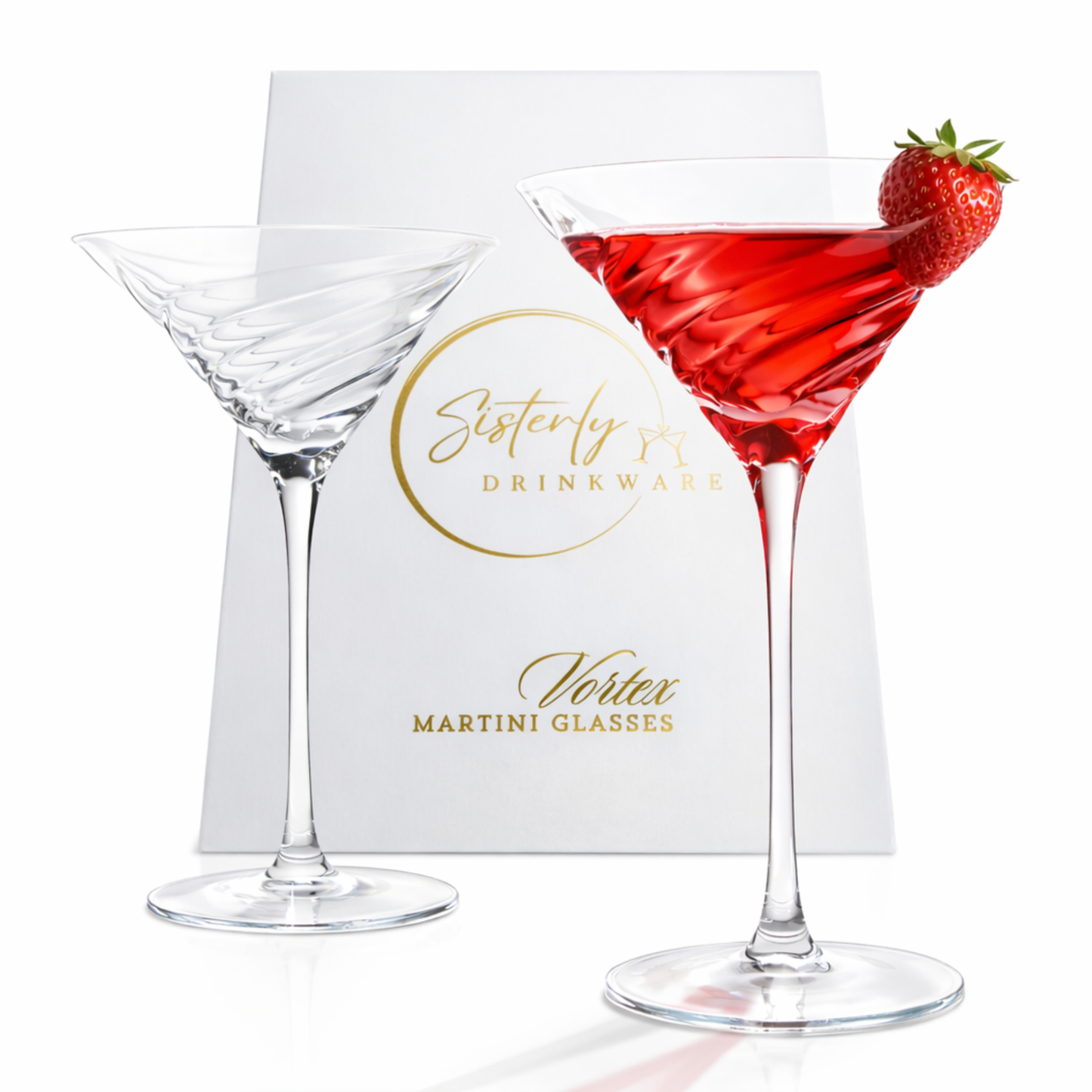 Vortex Crystal Martini Glasses – Set of 2 Luxury Stemware (Online Exclusive)