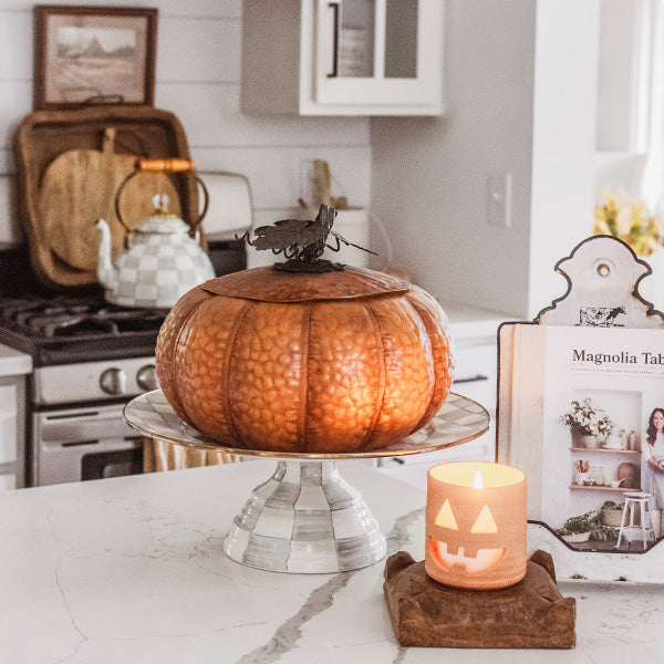 Indoor/Outdoor Metal Pumpkin with Lid (Online Exclusive)