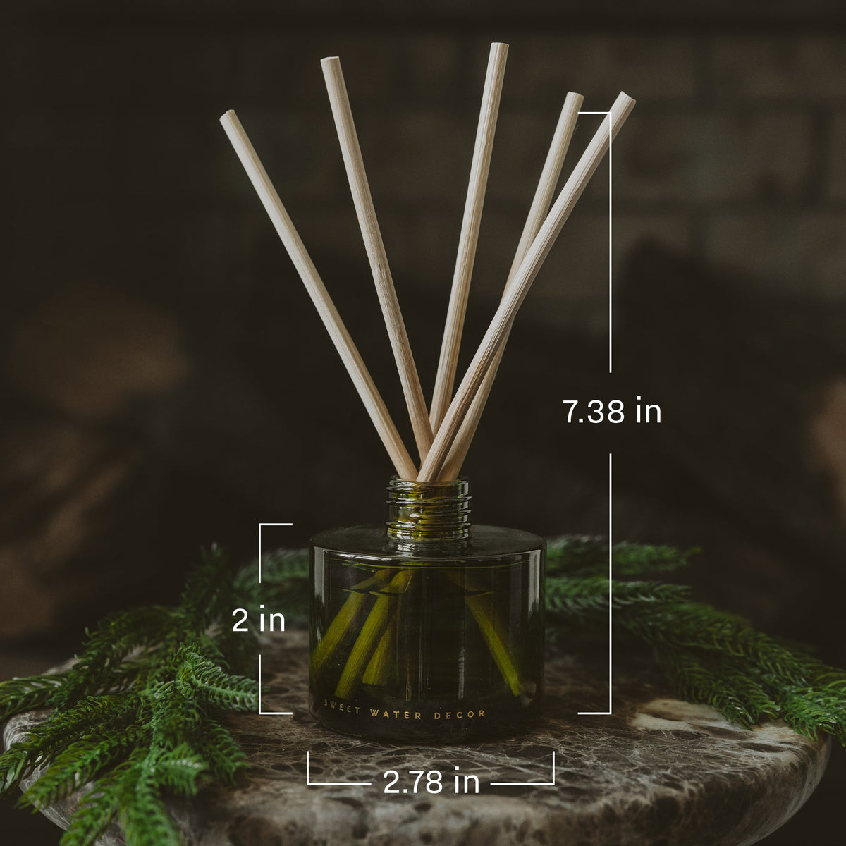 Snow Covered Pines (Fraser Fir) Olive Tinted Glass  (Online Exclusive Jar Reed Diffuser