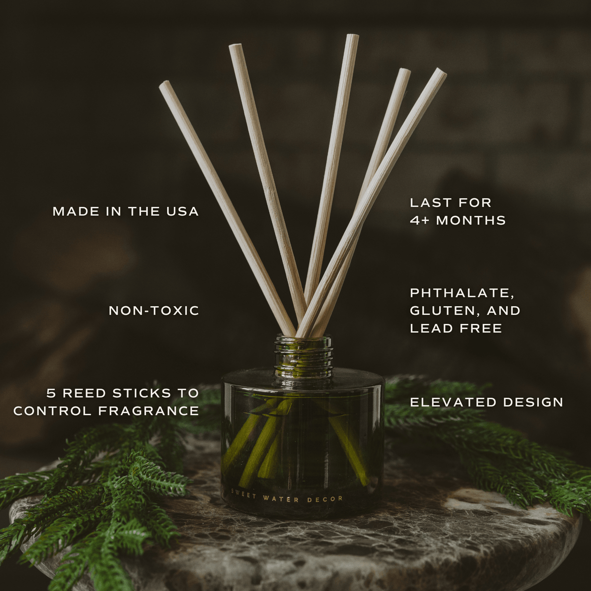 Christmas Olive Tinted Glass Jar Reed Diffuser  (Online Exclusive