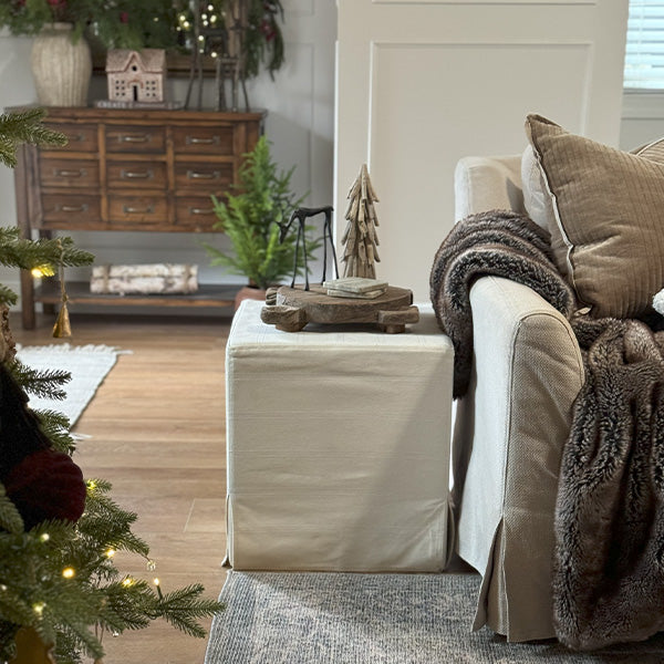 Deluxe Slipcover Upholstered Ottoman (Online Exclusive)