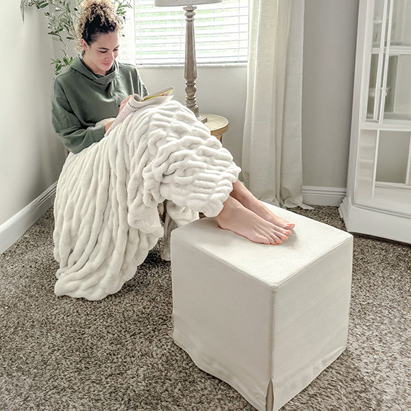 Deluxe Slipcover Upholstered Ottoman (Online Exclusive)