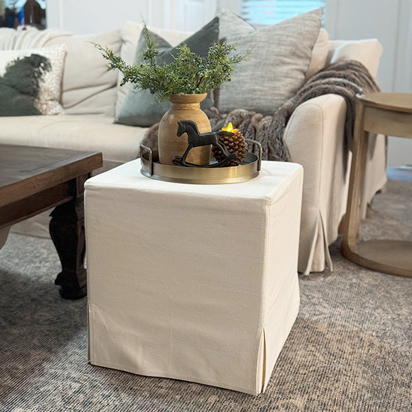 Deluxe Slipcover Upholstered Ottoman (Online Exclusive)