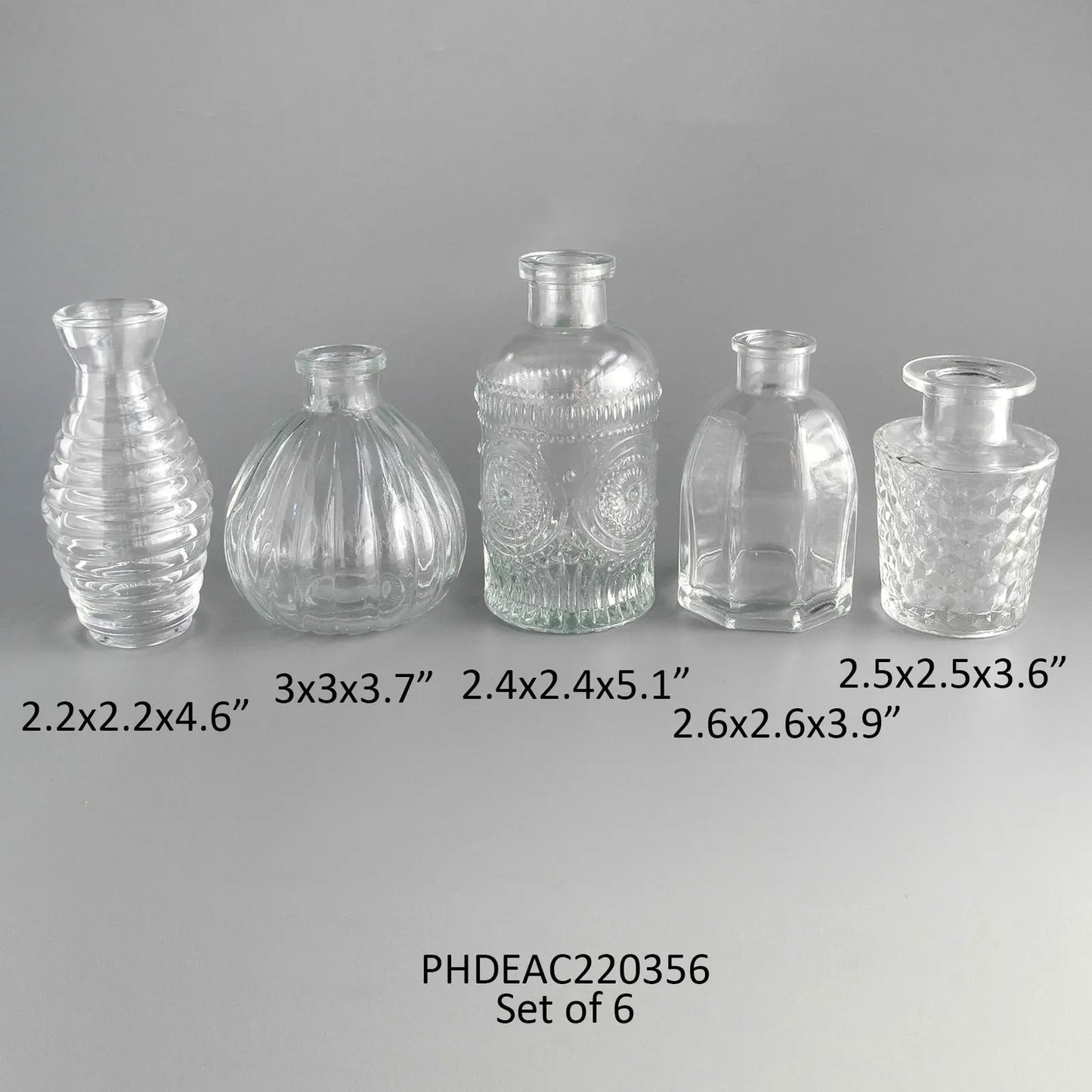 GATHERED PERFUME BOTTLE VASES, SET OF 5
