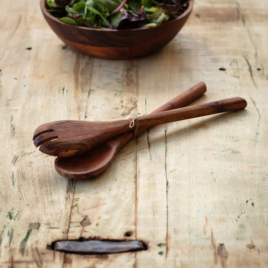 WOODEN SERVER SPOONS, SET OF 2