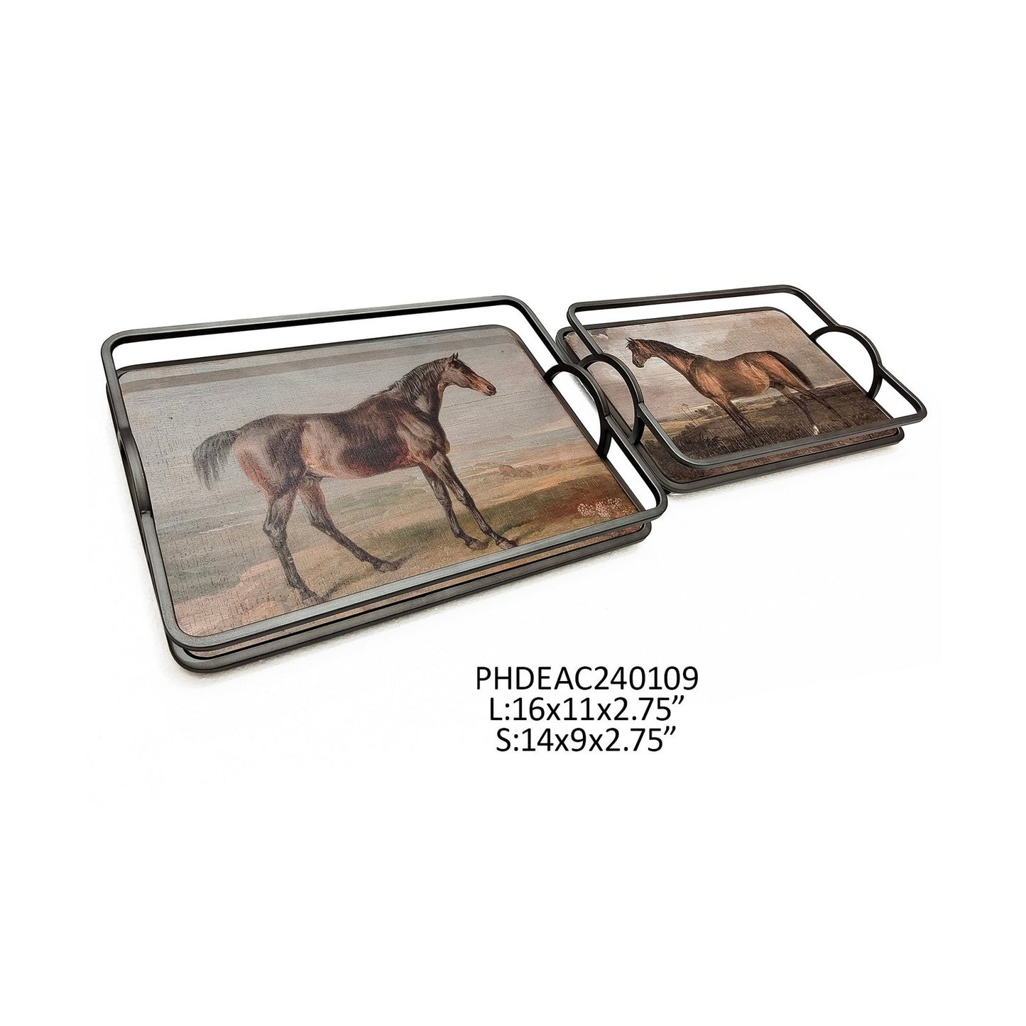 DERBY METAL FRAMED TRAYS, SET OF 2