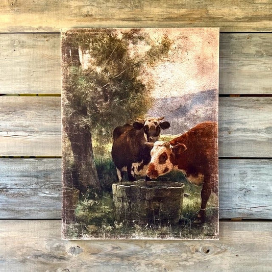 COOL WATER IN THE PASTURE GALLERY WRAPPED AGED PRINT