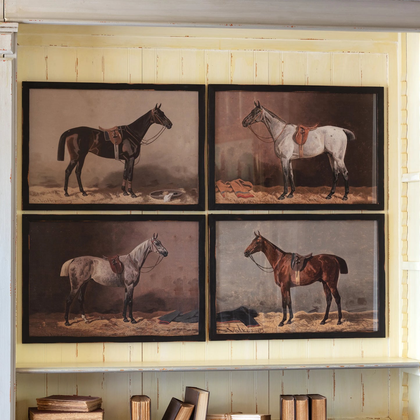 FRAMED ENGLISH EQUESTRIAN PRINTS, SET OF 4