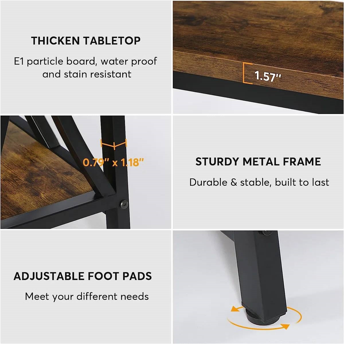 Industrial 70-in. Brown Wood Top Console Table with Heavy Duty Black Metal Frame  (Online Exclusive)