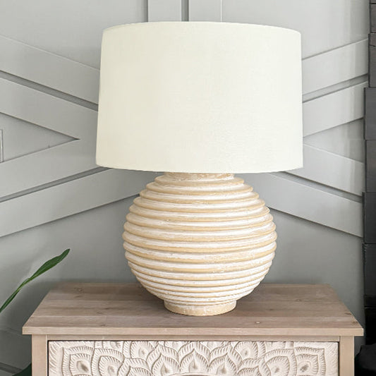 Weathered Cream Round Table Lamp (Online Exclusive)