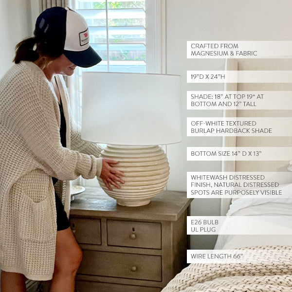 Weathered Cream Round Table Lamp (Online Exclusive)