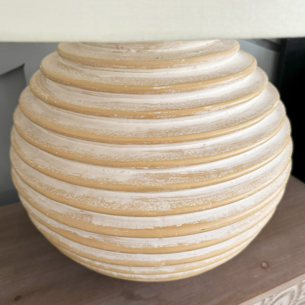 Weathered Cream Round Table Lamp (Online Exclusive)