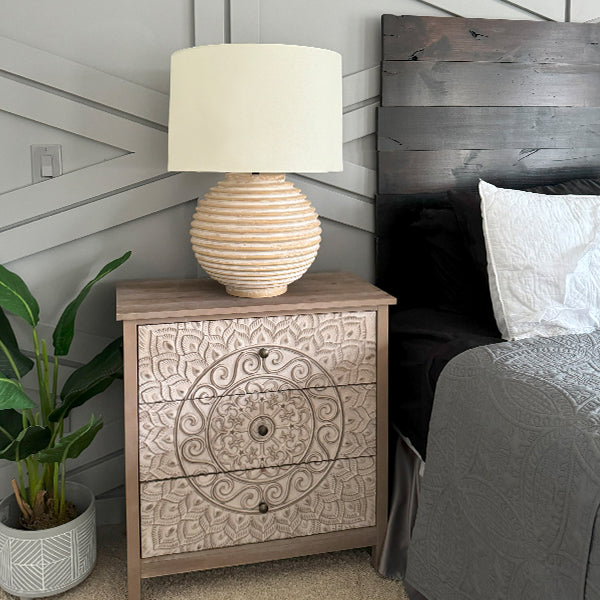 Weathered Cream Round Table Lamp (Online Exclusive)