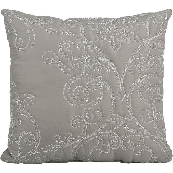Queen size Ash Grey Damask Embroidered 4 Piece    Oversized Bedspread Set (Online Exclusive)