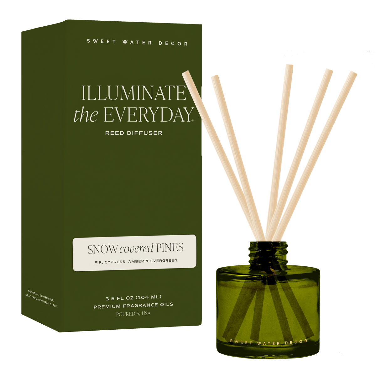 Snow Covered Pines (Fraser Fir) Olive Tinted Glass  (Online Exclusive Jar Reed Diffuser