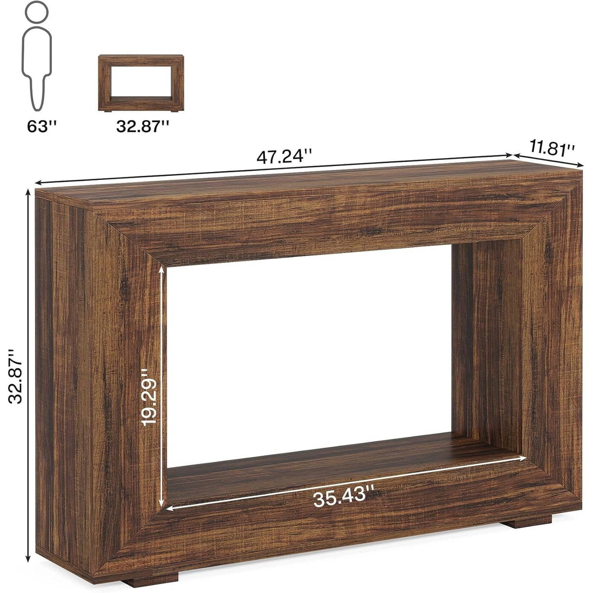 Modern Farmhouse 47-inch Long Entryway Console Table in Rustic Brown Wood Finish  (Online Exclusive)