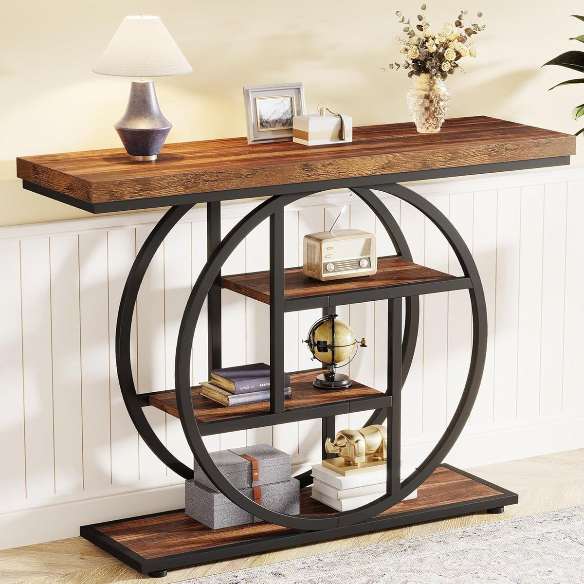 Modern Industrial 41-inch Long Narrow Entryway Foyer Console Table with Shelves  (Online Exclusive)