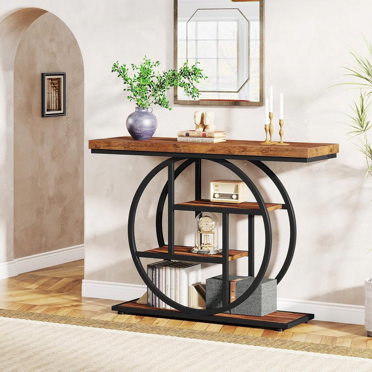 Modern Industrial 41-inch Long Narrow Entryway Foyer Console Table with Shelves  (Online Exclusive)