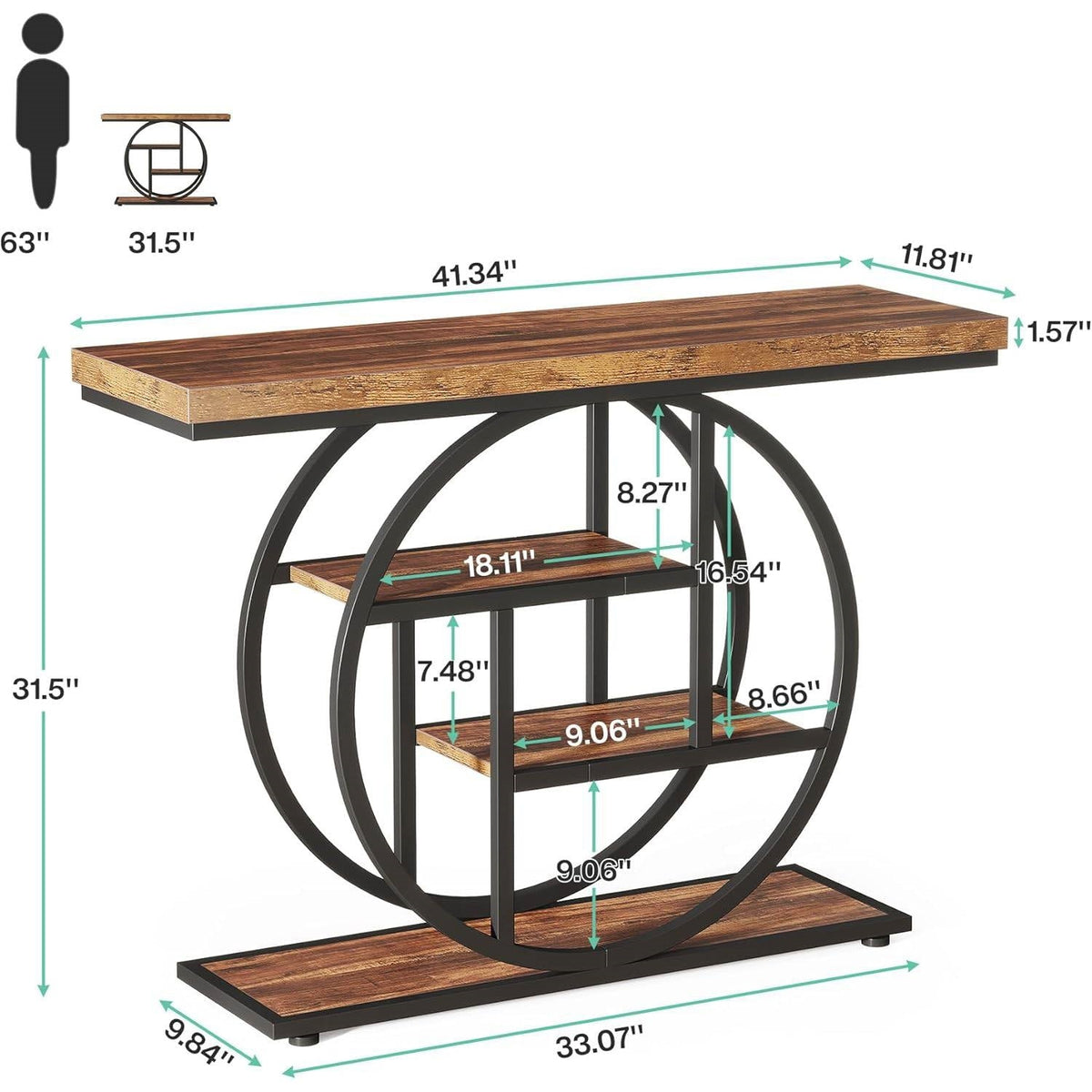 Modern Industrial 41-inch Long Narrow Entryway Foyer Console Table with Shelves  (Online Exclusive)