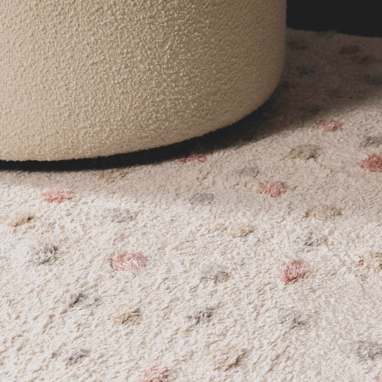 Cansu Pink & Cream Dotted Area Rug  (online exclusive