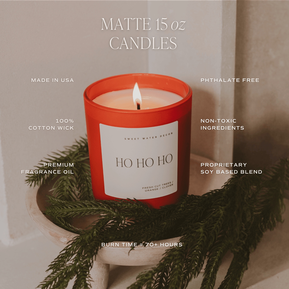 Ho Ho Ho Soy Candle - Red Matte Jar - 15 oz (Christmas)  (Online Exclusive