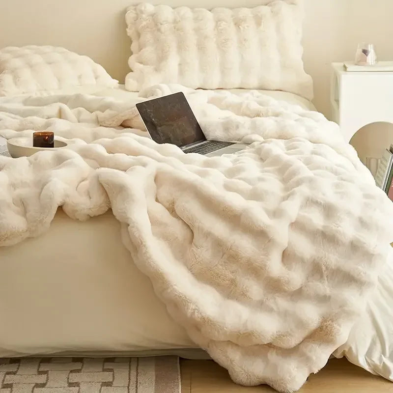 Lux Faux Fur Reversible Throw Blanket  (Online Exclusive)