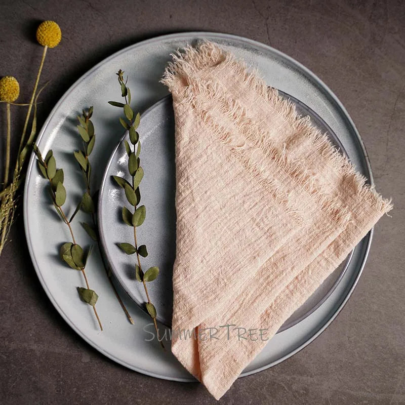10pcs Large Napkins 41x41cm Rustic Cotton Gauze Napkin Muslin Tea Towel Dinner Retro Cheesecloth    (Online Exclusive) Wedding Party Linen Decor
