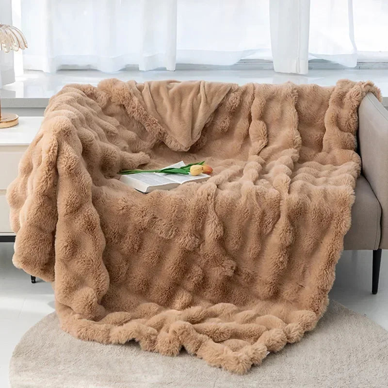 Lux Faux Fur Reversible Throw Blanket  (Online Exclusive)