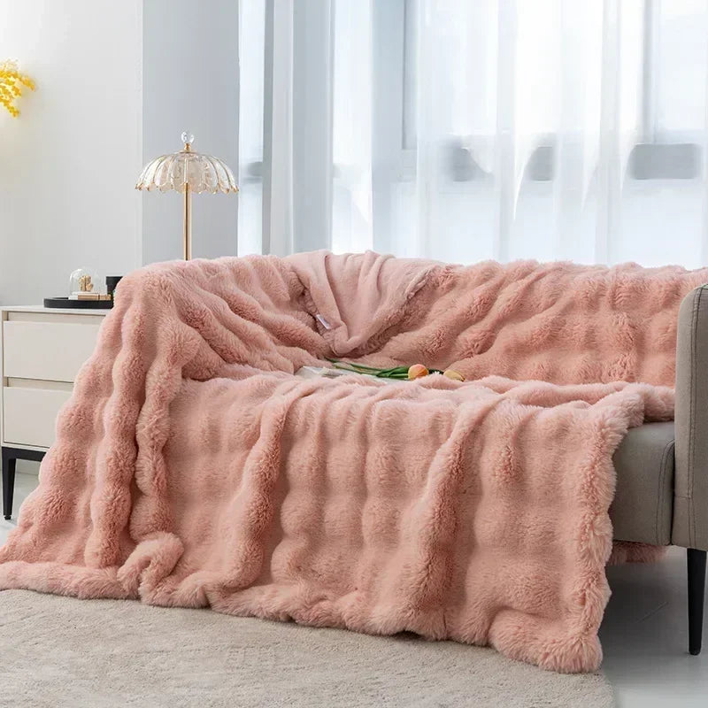 Lux Faux Fur Reversible Throw Blanket  (Online Exclusive)