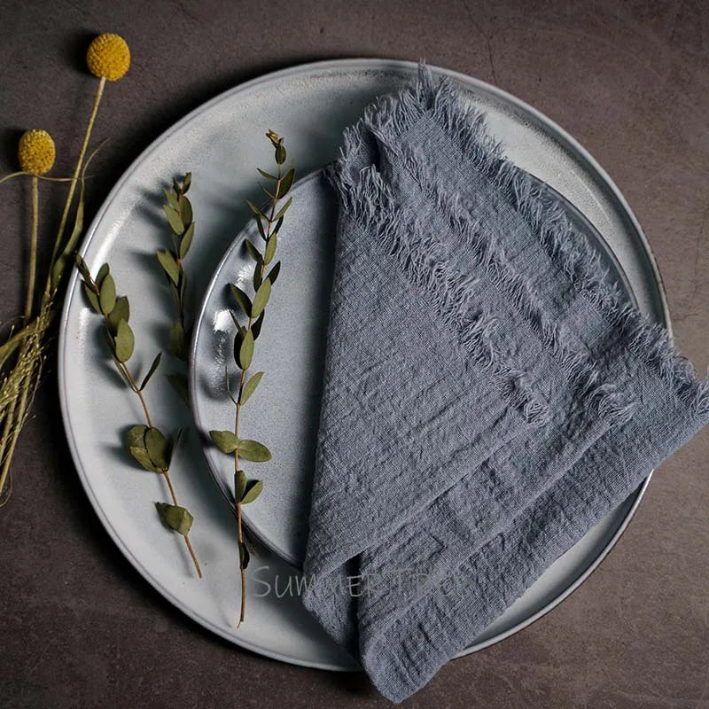 10pcs Large Napkins 41x41cm Rustic Cotton Gauze Napkin Muslin Tea Towel Dinner Retro Cheesecloth    (Online Exclusive) Wedding Party Linen Decor