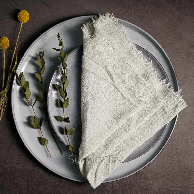 10pcs Large Napkins 41x41cm Rustic Cotton Gauze Napkin Muslin Tea Towel Dinner Retro Cheesecloth    (Online Exclusive) Wedding Party Linen Decor