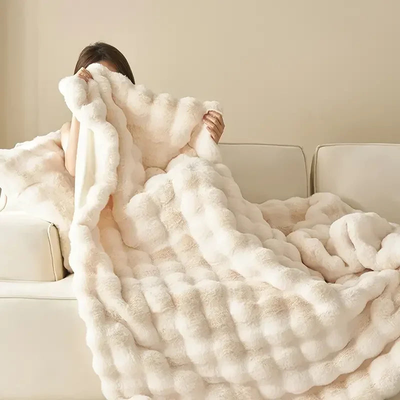 Lux Faux Fur Reversible Throw Blanket  (Online Exclusive)