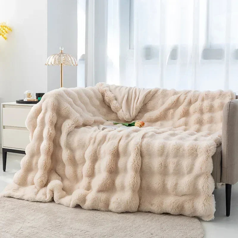 Lux Faux Fur Reversible Throw Blanket  (Online Exclusive)